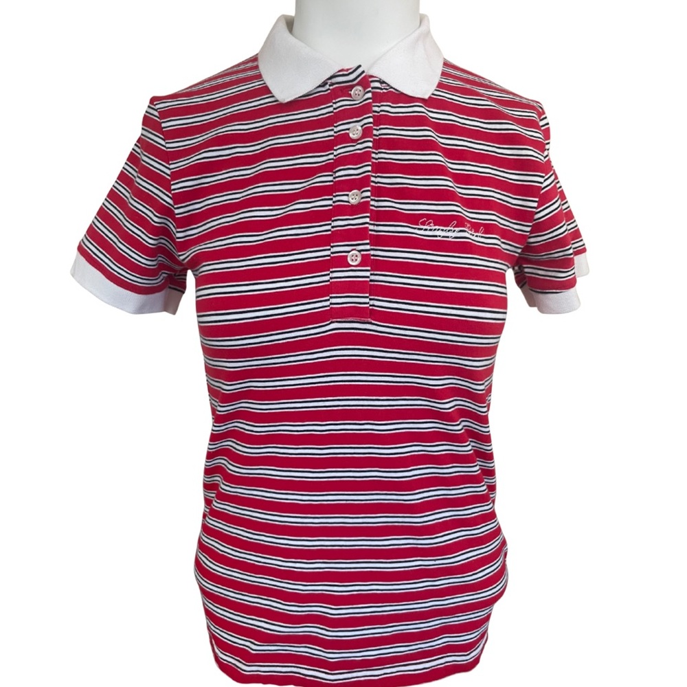 Singly Girl Red & White Striped Polo Shirt